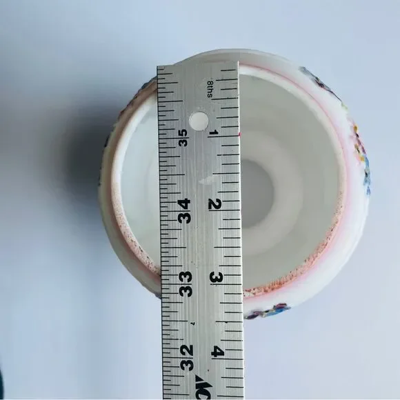 Antique White Satin Glass Opaque Hand Painted Floral Pair Lamp Shades - Picture 7 of 7